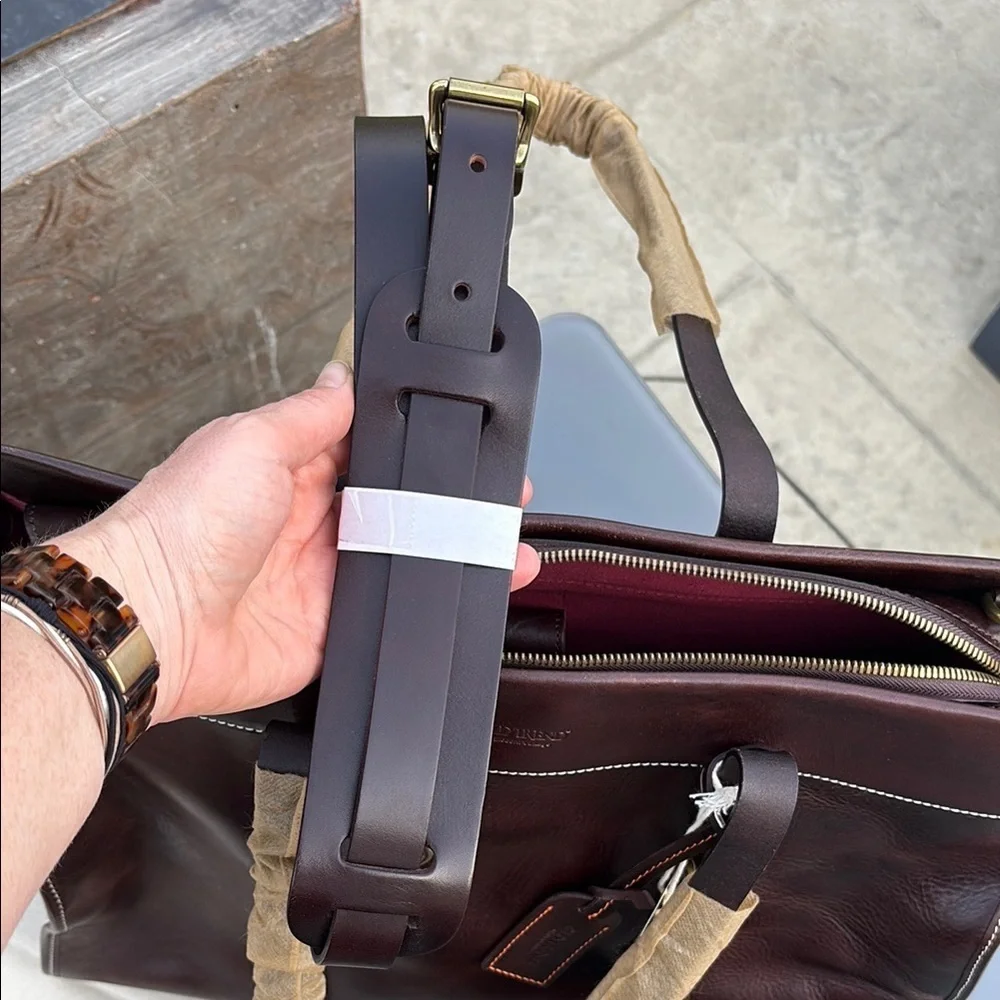 Structured Brown Leather Briefcase with Metal Hardware